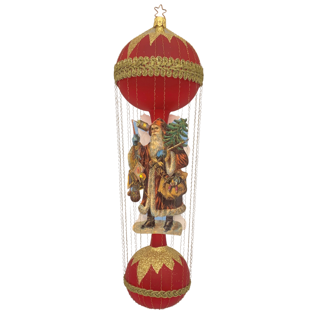 Victorian Santa on Balloon, red by Inge Glas of Germany