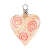 Heart-shaped ornament with pink swirls and a star on top against a white background
