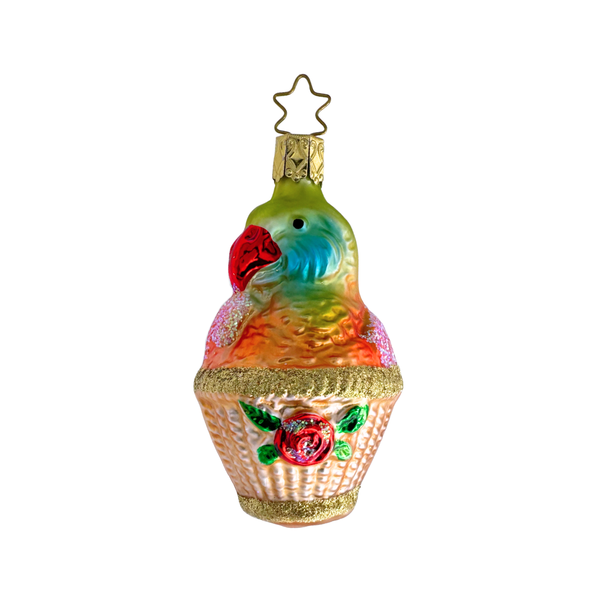 Parrot in Basket, blue by Inge Glas of Germany
