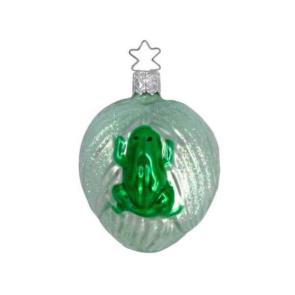 Frog on Lily Ornament by Inge Glas of Germany