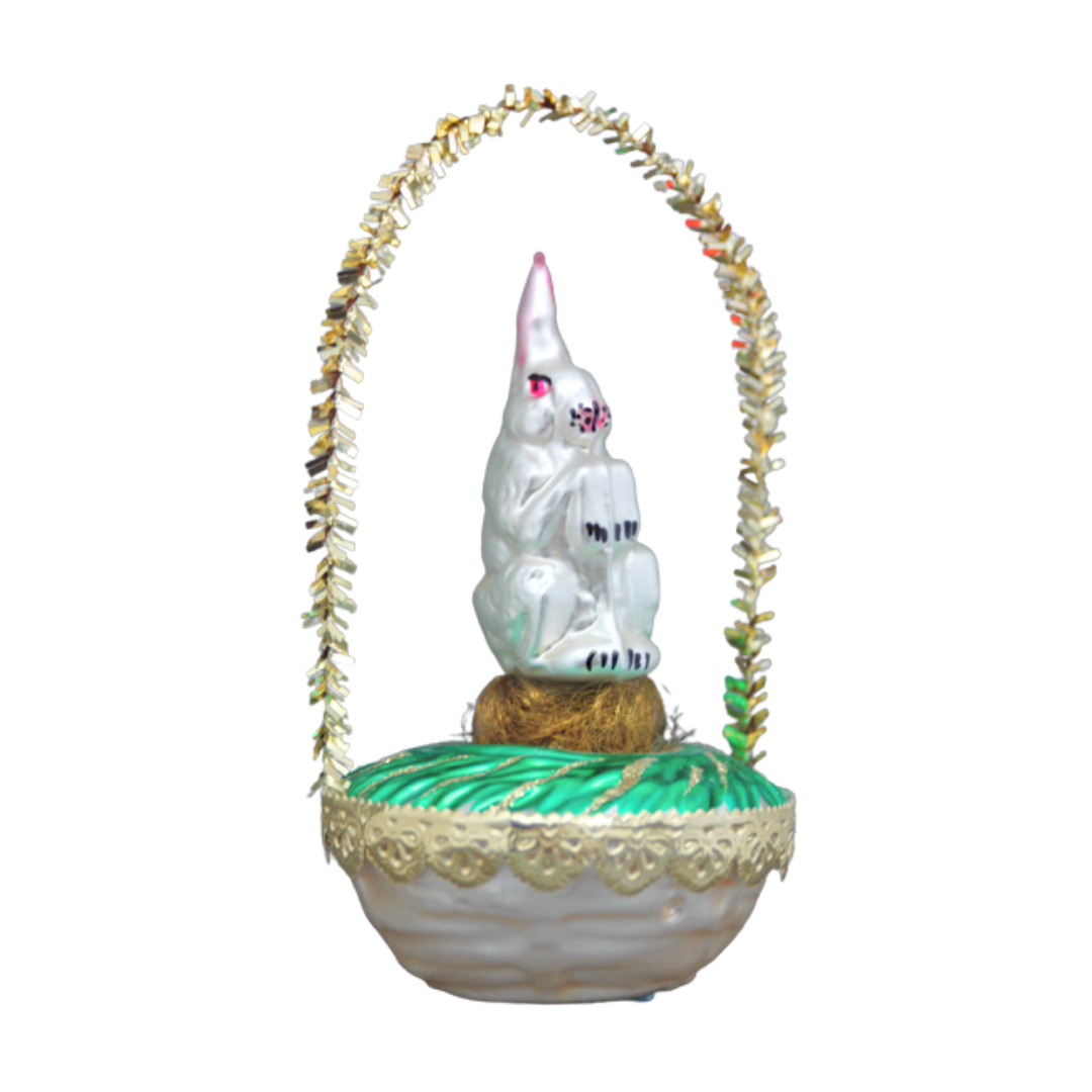Bunny in Basket Ornament by Inge Glas of Germany