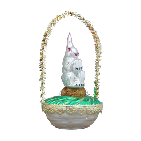 Bunny in Basket Ornament by Inge Glas of Germany