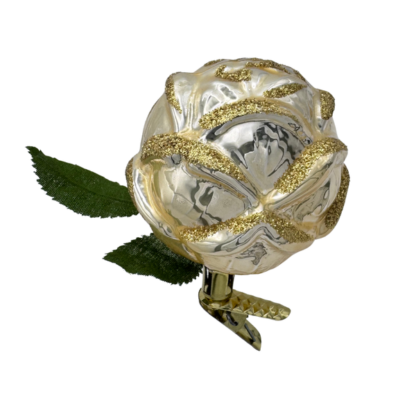 Clip-on Rose, Pearl Ivory by Inge Glas of Germany