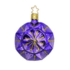 Geometric faceted purple Christmas ornament with a gold star top for hanging by Inge Glas of Germany on a white background