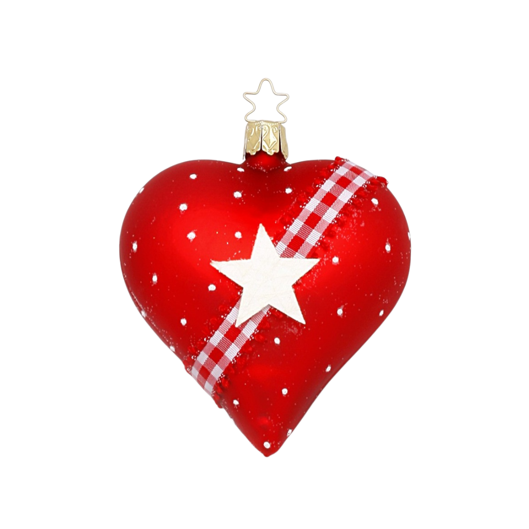 Red heart with ribbon and white star by Inge Glas of Germany
