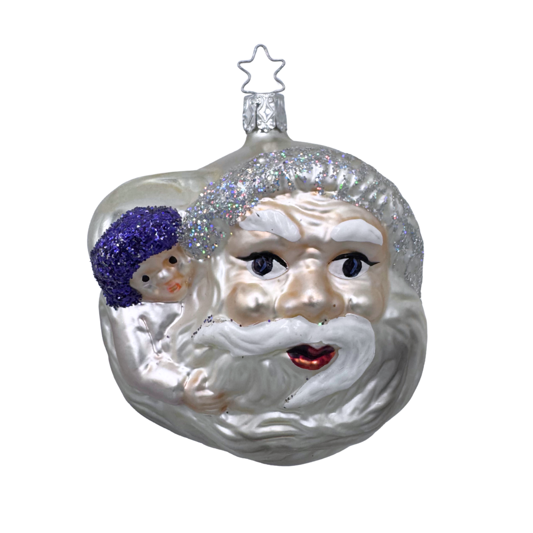 Santa Head with Boy Hiding in Beard by Inge Glas of Germany