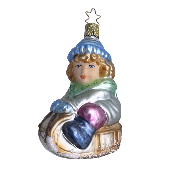 Snow Fun Sledding Life Touch Ornament by Inge Glas of Germany