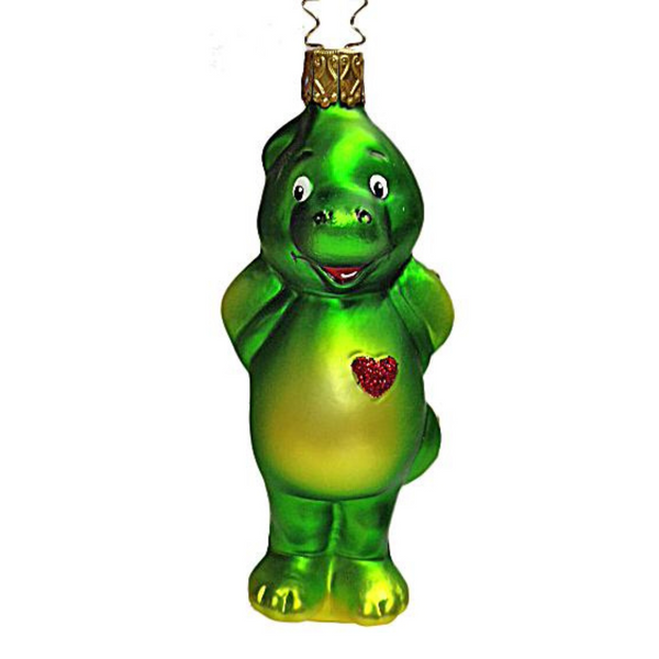 Green Dragon with Heart Ornament by Inge Glas of Germany