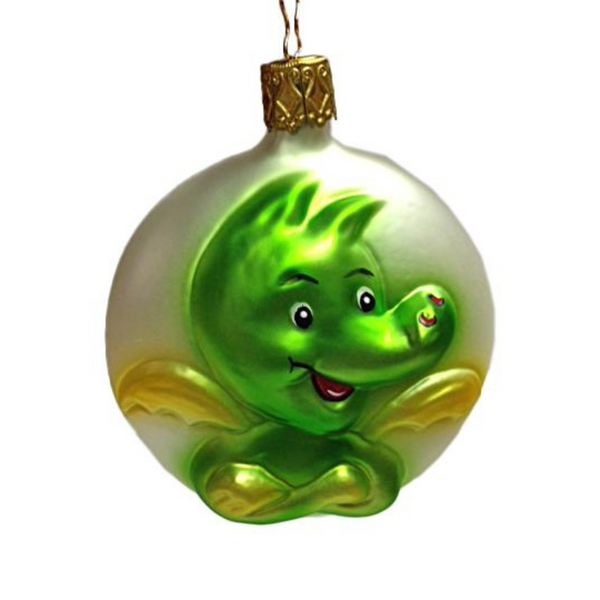 Green Dragon on Form Ornament by Inge Glas of Germany