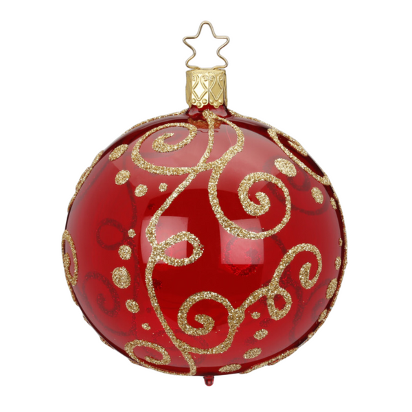 Large Milan, red Shiny Transparent Ornament by Inge Glas of Germany