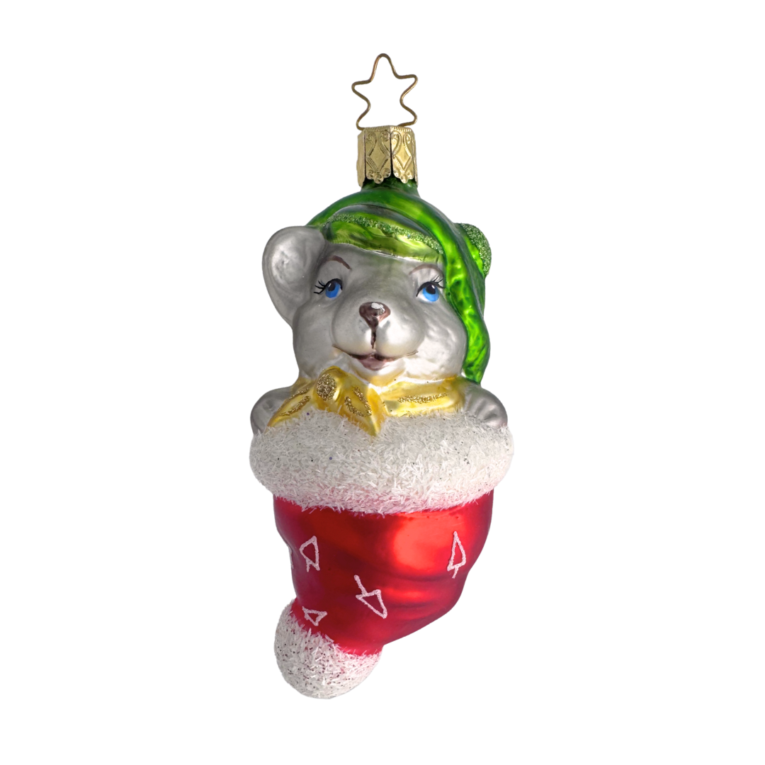 Mouse Tale Ornament, green by Inge Glas of Germany