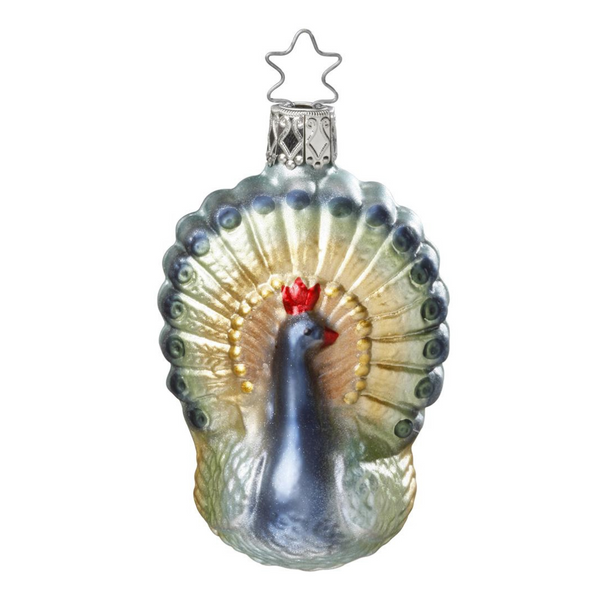 Feathers of Dignity-Peacock Ornament by Inge Glas of Germany
