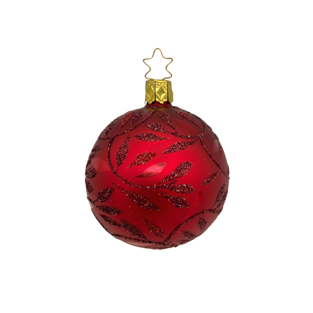 Delights Ball Ornament, Dark Red, Small by Inge Glas of Germany