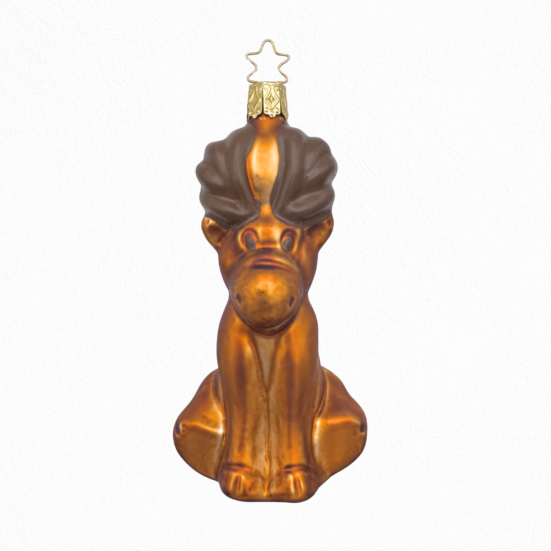 Decorative glass moose ornament, with 