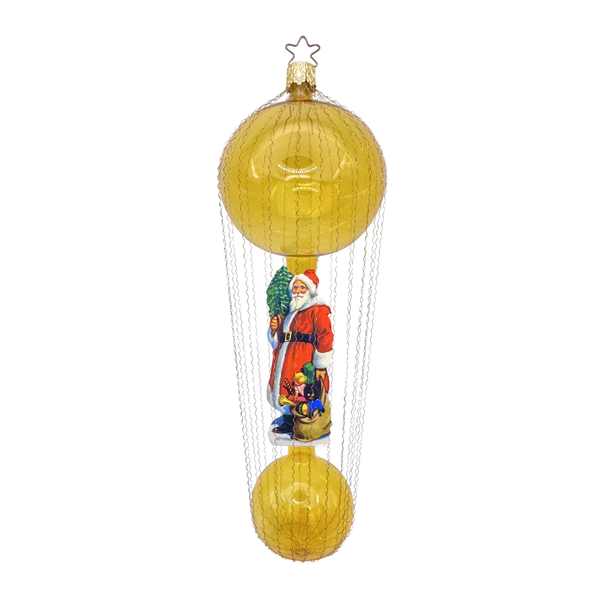 Santa on translucent balloon, gold by Inge Glas of Germany