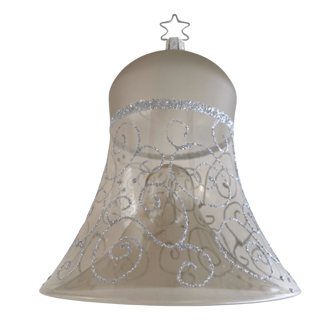 Bell, Translucent Clear with Silver Swirls by Inge Glas of Germany