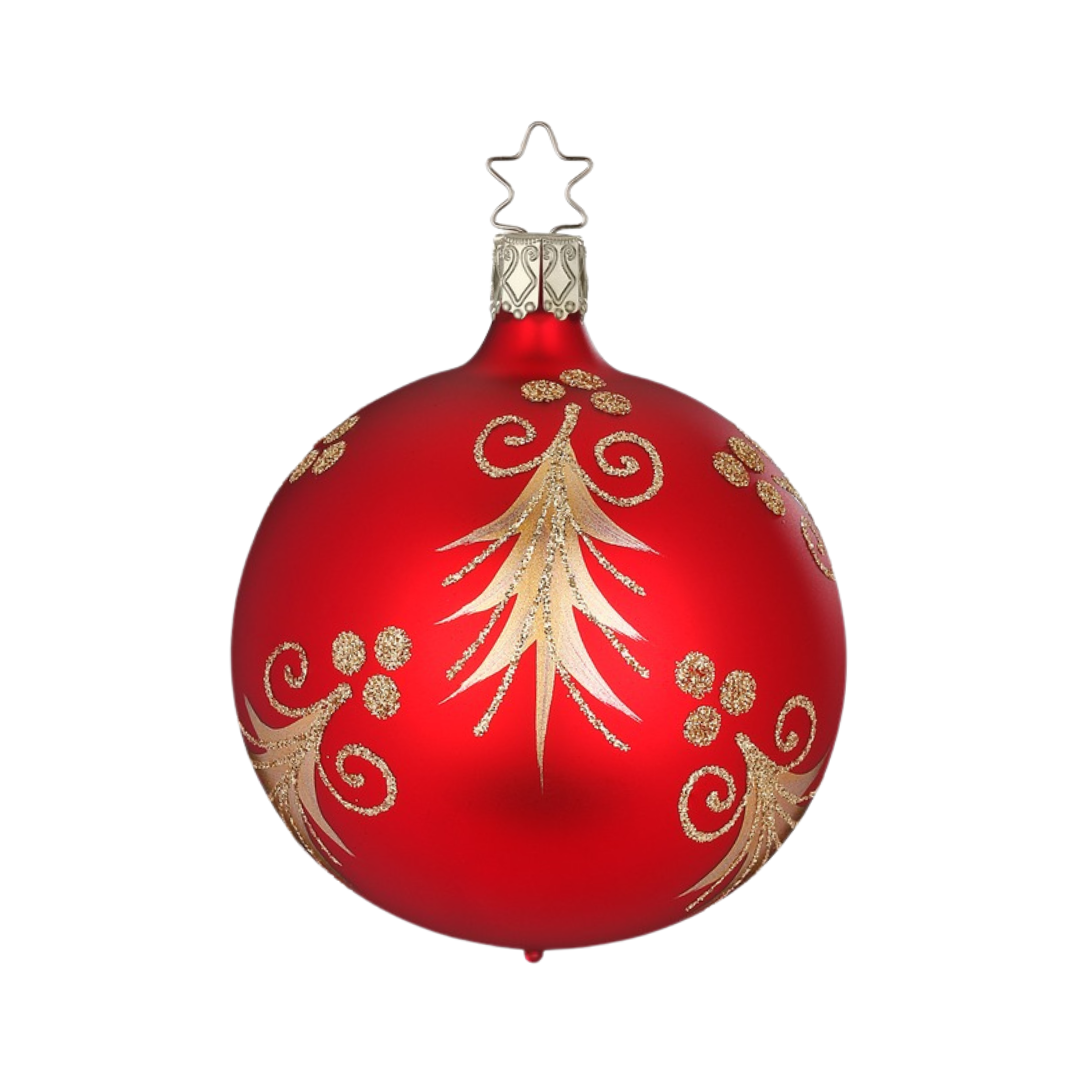 Festive Fir, red matte, 8cm by Inge Glas of Germany