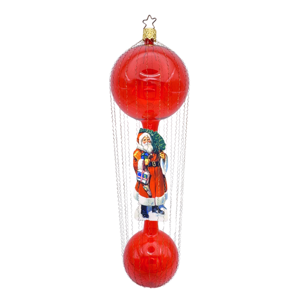 Santa on transparent balloon, red by Inge Glas of Germany