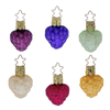 Six colorful Grape cluster shaped ornaments with star tops by Inge Glas of Germany