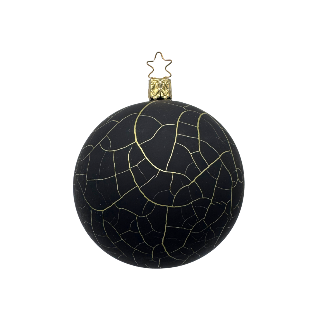 Ball, black matte crackle 8cm by Inge Glas of Germany