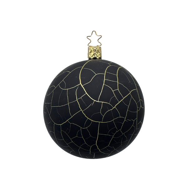 Ball, black matte crackle 8cm by Inge Glas of Germany