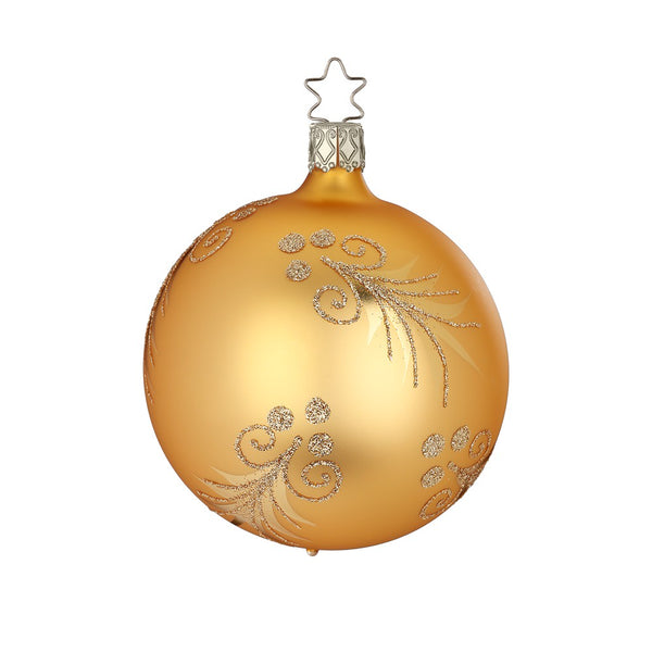 Festive Fir Ball, inkagold matte, 3.2" by Inge Glas of Germany