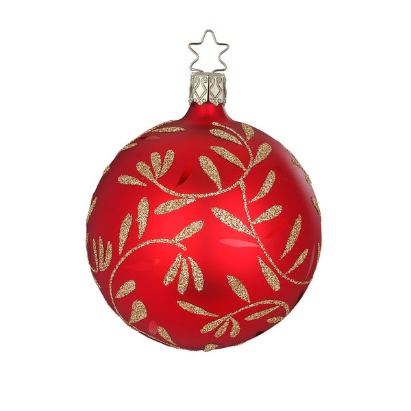 Delights Ball, red matte, 3.2" by Inge Glas of Germany