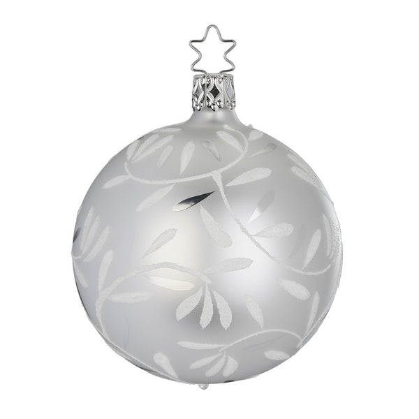 Delights Ball, white matte, 3.2" by Inge Glas of Germany