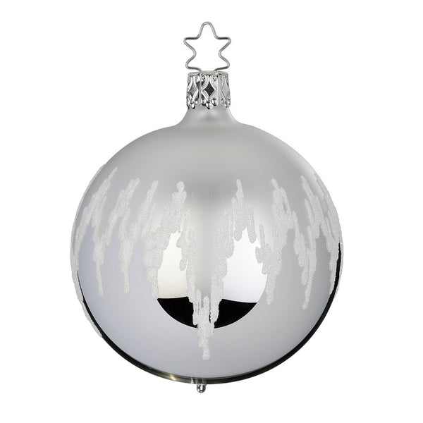 Festive Joy Ball, silver shiny, 3.2" by Inge Glas of Germany