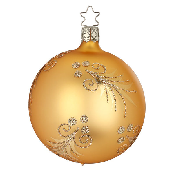 Festive Fir Ball, inkagold matte, 4" by Inge Glas of Germany