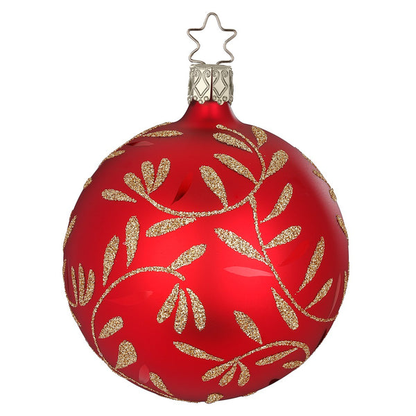 Delights Ball, red matte, 4" by Inge Glas of Germany