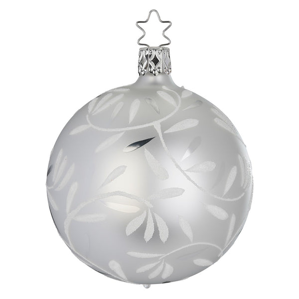 Delights Ball, white matte, 4" by Inge Glas of Germany