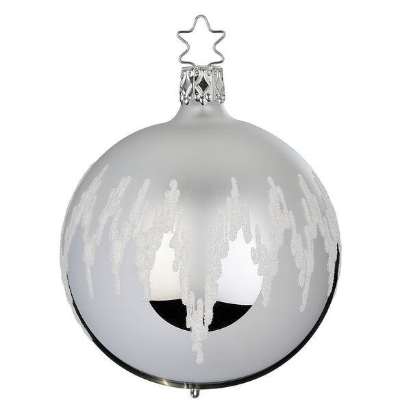 Festive Joy Ball, silver shiny, 4" by Inge Glas of Germany
