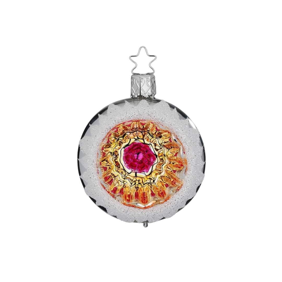 Ornament Reflection, 6cm, silver shiny, pink by Inge Glas of Germany