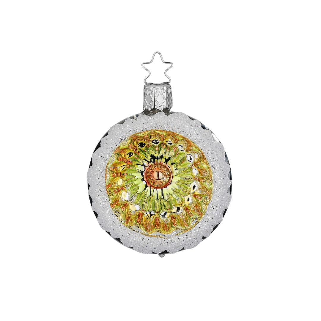Ornament Reflection, 6cm, silver shiny, green by Inge Glas of Germany