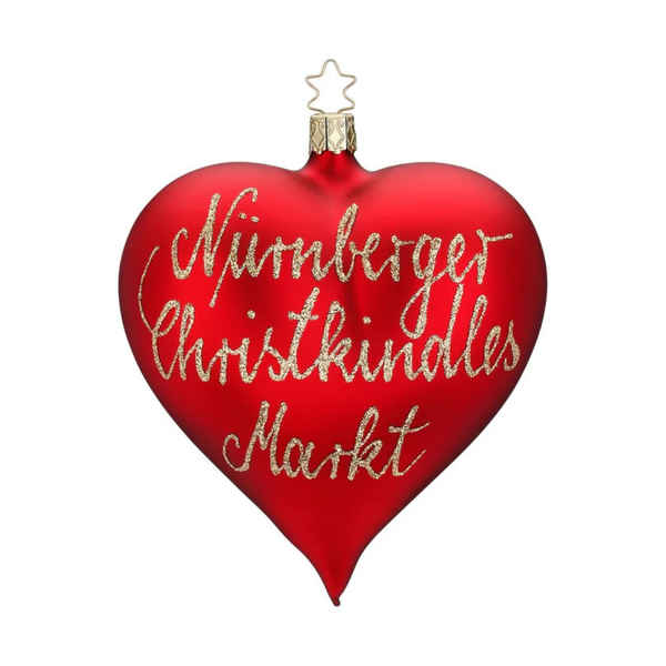 Nurnberger Christkindles Markt heart ,red matte by Inge Glas of Germany