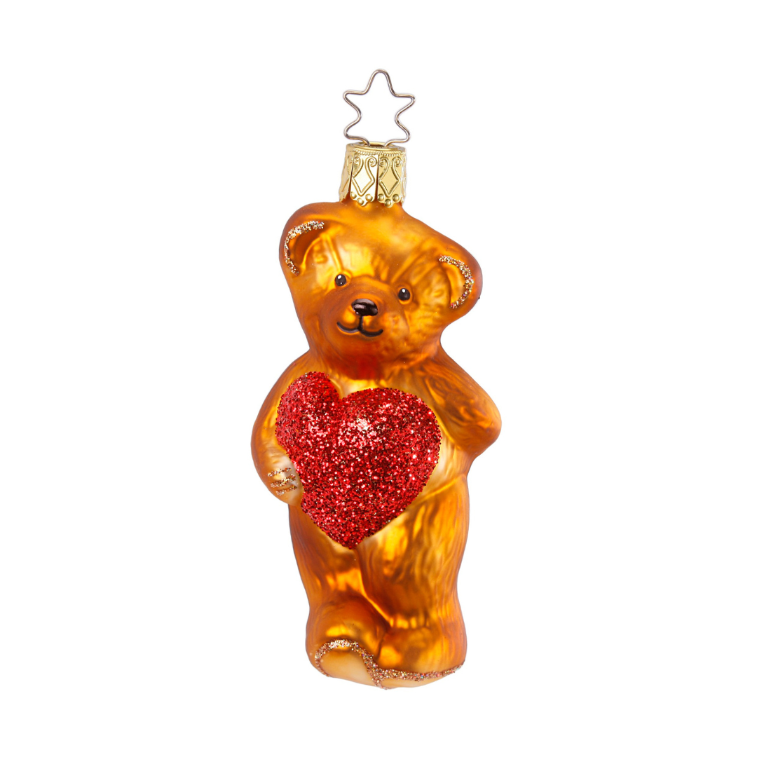 Big Heart bear with red glittered heart by Inge Glas of Germany