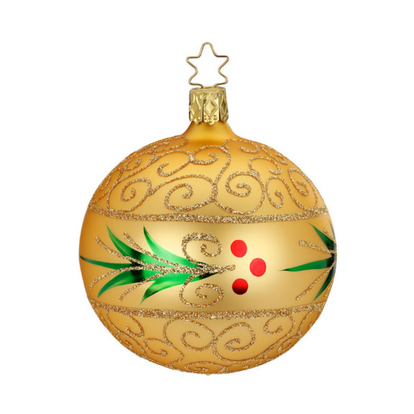 Holly and Gold Ornament by Inge Glas of Germany