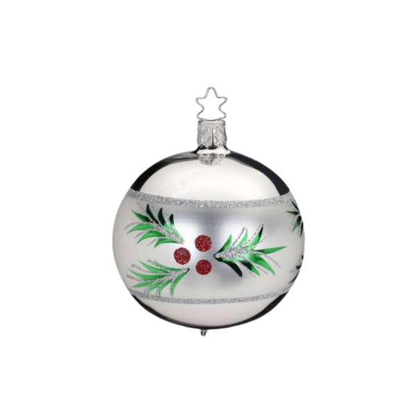 Evergreen Ball, silver, 6cm, by Inge Glas of Germany