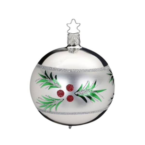 Evergreen Ball, silver, 8cm, by Inge Glas of Germany