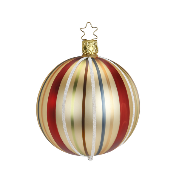 Innocent Stripes Ball, cream, 8cm, by Inge Glas of Germany