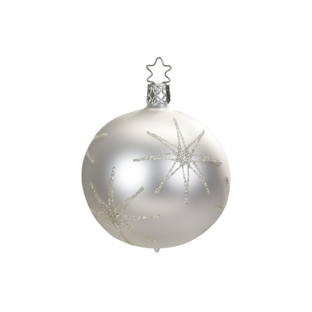 Evening Star Ball, white, 6cm, by Inge Glas of Germany