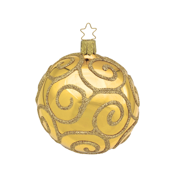 Festive Curls Ball, Inkagold, 8cm by Inge Glas of Germany