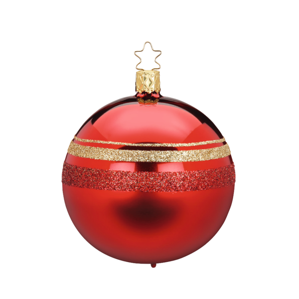 Christmas Rings Ball, red, 8cm, by Inge Glas of Germany