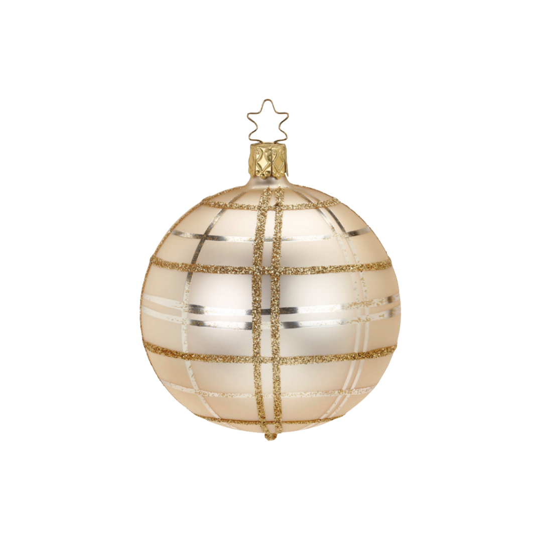 Dressy Check Ball, champagne, 6cm, by Inge Glas of Germany