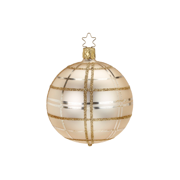 Dressy Check Ball, champagne, 6cm, by Inge Glas of Germany