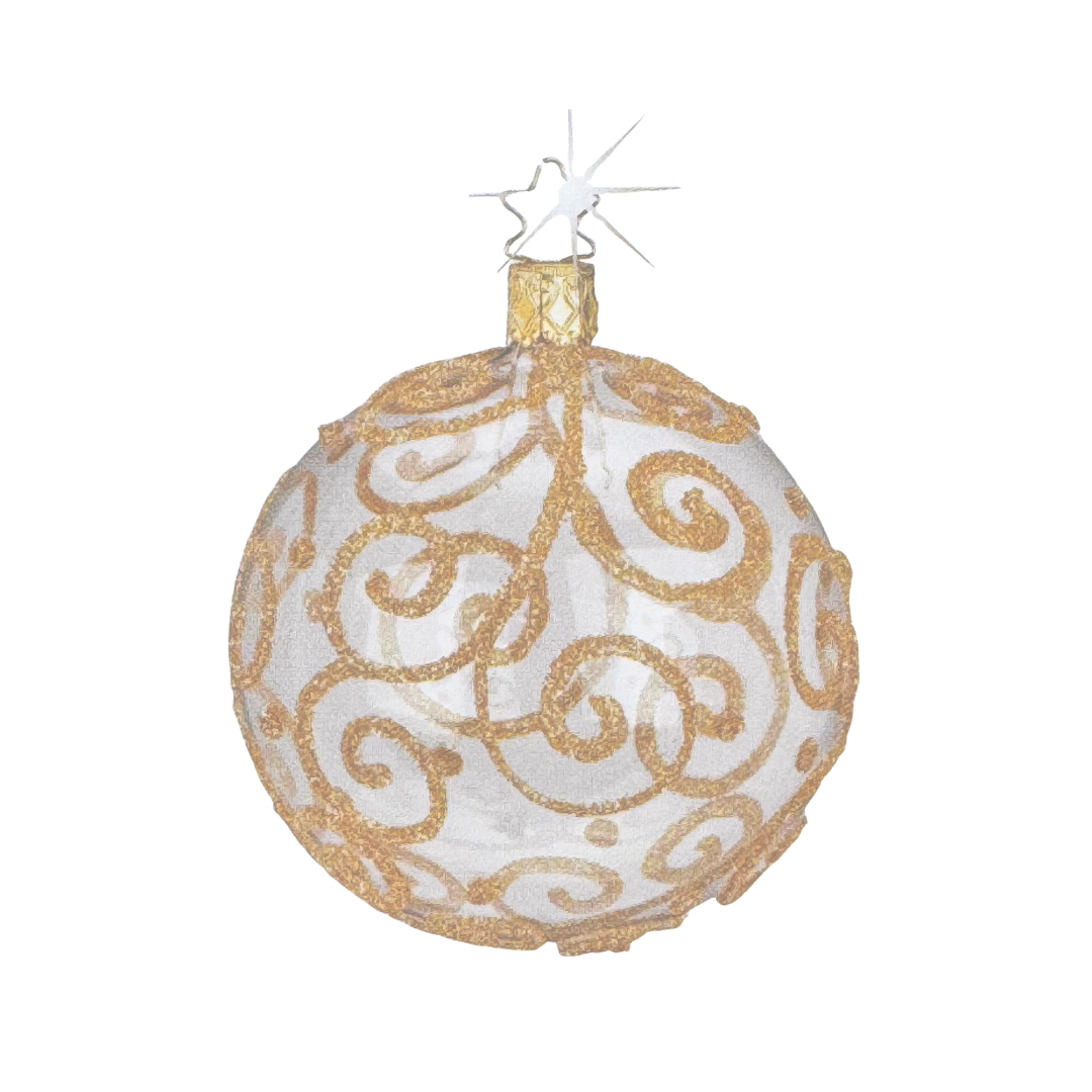 Barocco Ball, transparent, 8cm, by Inge Glas of Germany