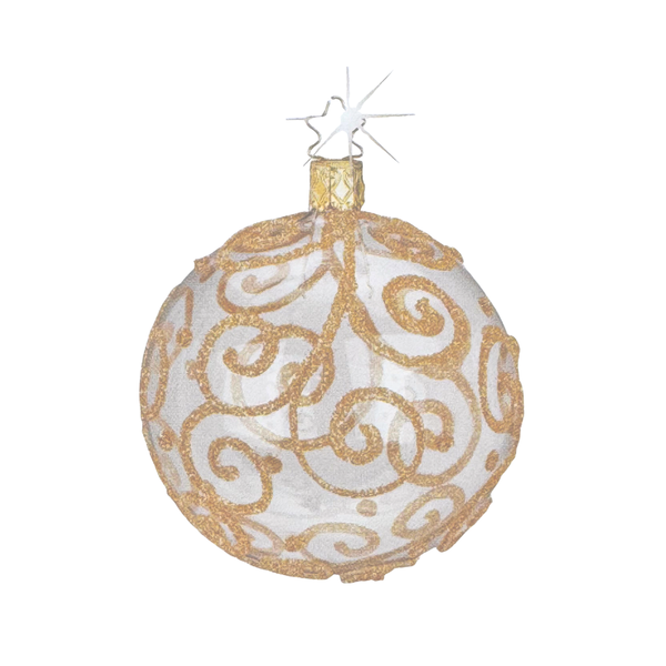 Barocco Ball, transparent, 8cm, by Inge Glas of Germany