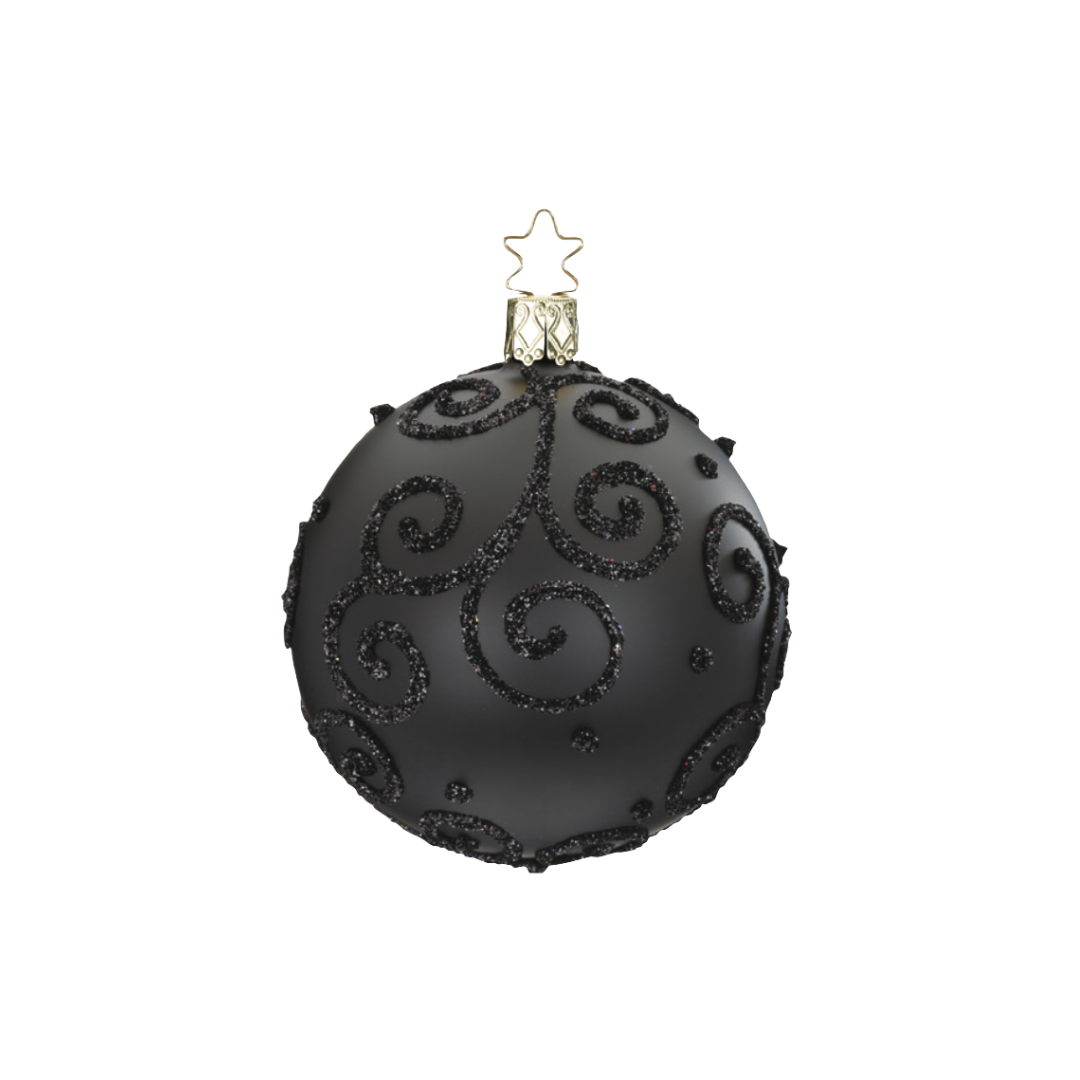 Barocco Ball, black matte, 6cm, by Inge Glas of Germany