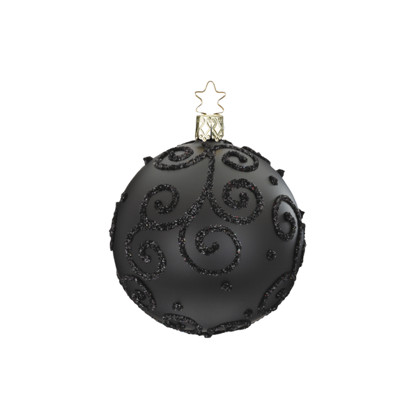 Barocco Ball, black matte, 6cm, by Inge Glas of Germany
